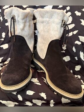 Jimmy Choo Suede Felted Wool Lug Sole Ankle Boots